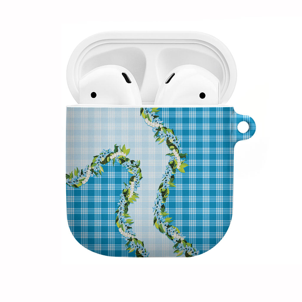 Blue Hawaii Palaka AirPods Case Maile Pikake Honohono Orchid Lei