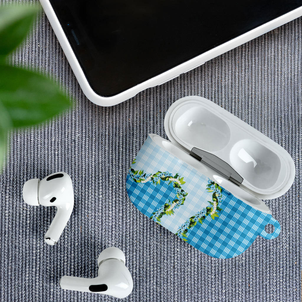 Blue Hawaii Palaka AirPods Case Maile Pikake Honohono Orchid Lei