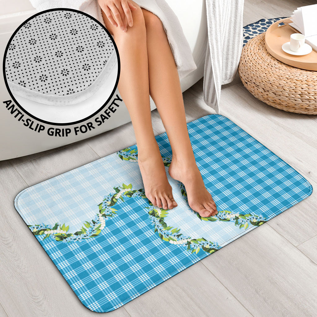 Blue Hawaii Palaka Bathroom Set Maile Pikake Honohono Orchid Lei