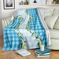 Blue Hawaii Palaka Blanket Maile Pikake Honohono Orchid Lei
