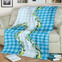 Blue Hawaii Palaka Blanket Maile Pikake Honohono Orchid Lei
