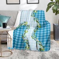 Blue Hawaii Palaka Blanket Maile Pikake Honohono Orchid Lei