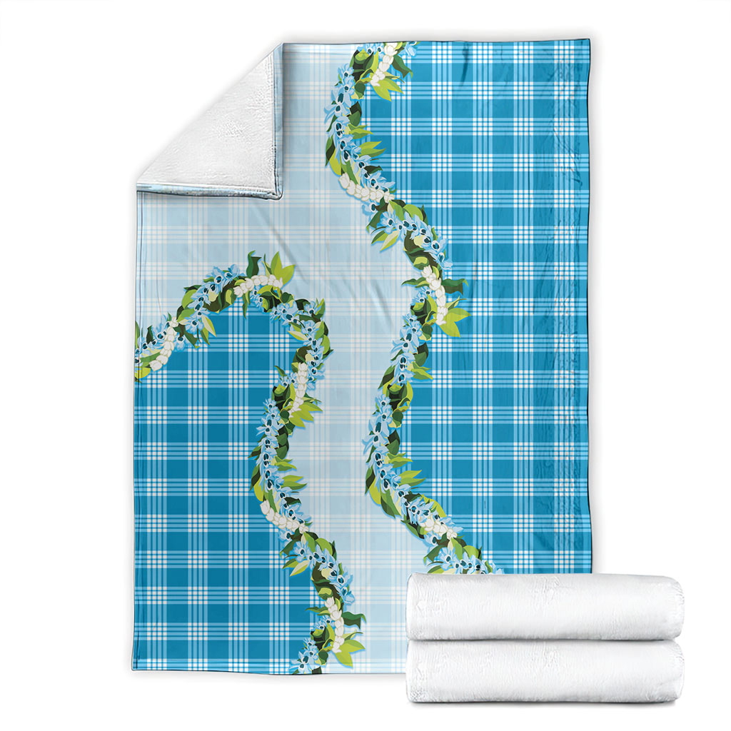 Blue Hawaii Palaka Blanket Maile Pikake Honohono Orchid Lei