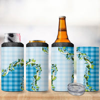 Blue Hawaii Palaka 4 in 1 Can Cooler Tumbler Maile Pikake Honohono Orchid Lei