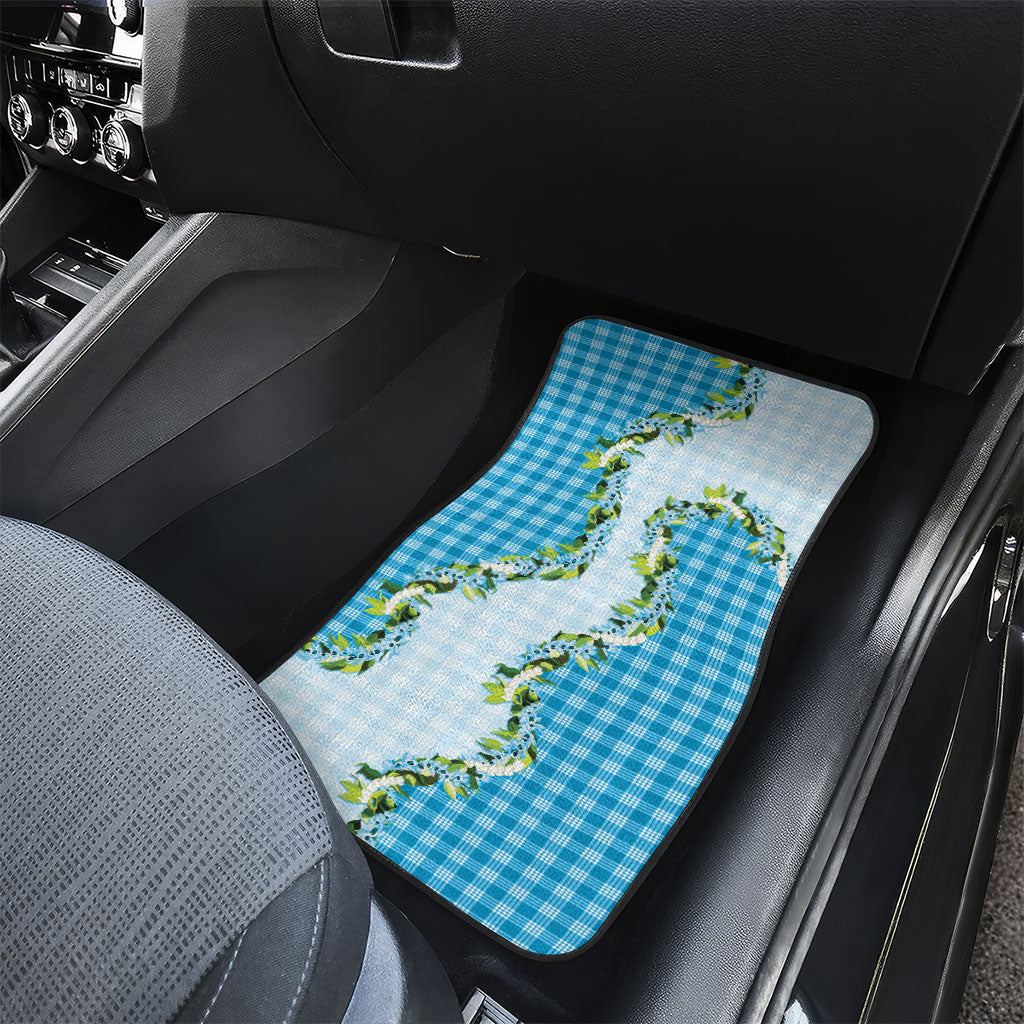 Blue Hawaii Palaka Car Mats Maile Pikake Honohono Orchid Lei