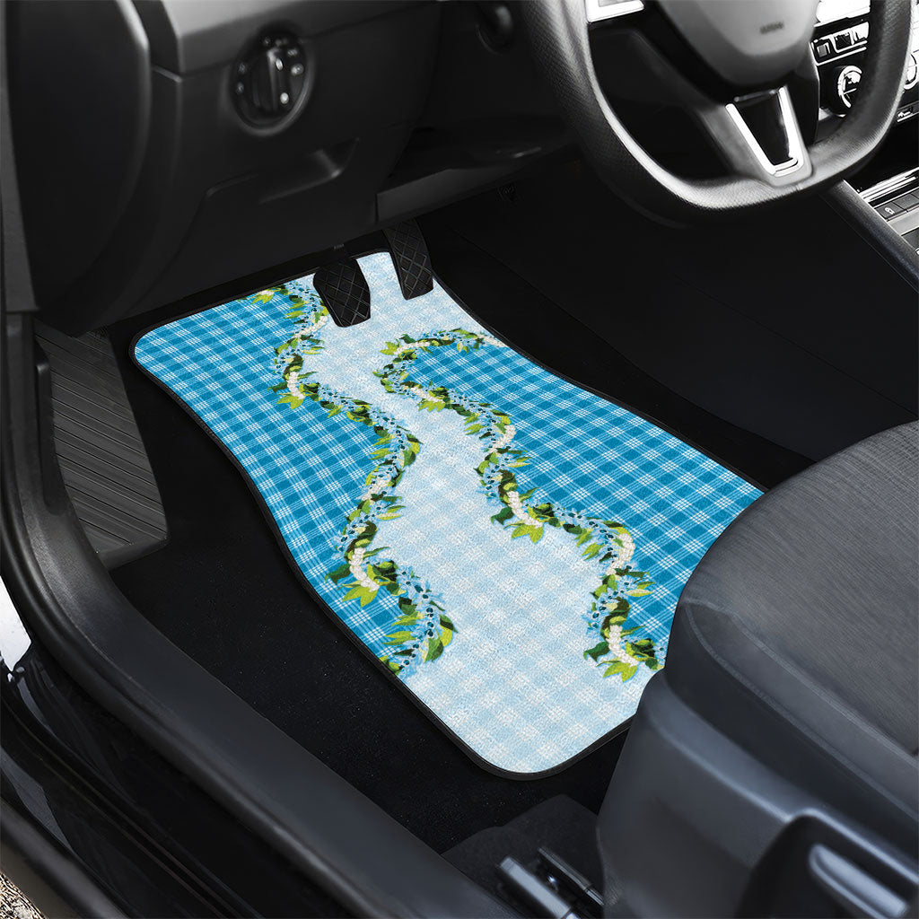 Blue Hawaii Palaka Car Mats Maile Pikake Honohono Orchid Lei