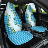 Blue Hawaii Palaka Car Seat Cover Maile Pikake Honohono Orchid Lei