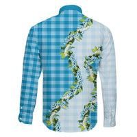 Blue Hawaii Palaka Family Matching Mermaid Dress and Hawaiian Shirt Maile Pikake Honohono Orchid Lei
