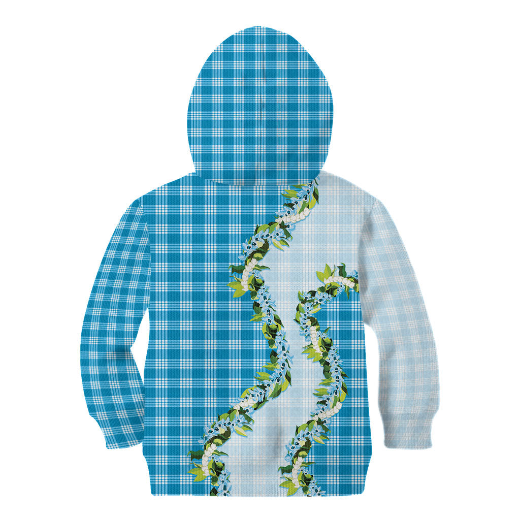 Blue Hawaii Palaka Kid Hoodie Maile Pikake Honohono Orchid Lei