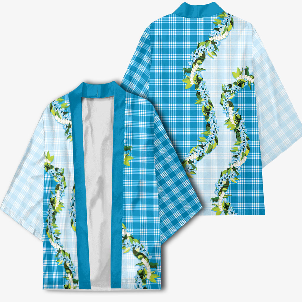 Blue Hawaii Palaka Kimono Maile Pikake Honohono Orchid Lei