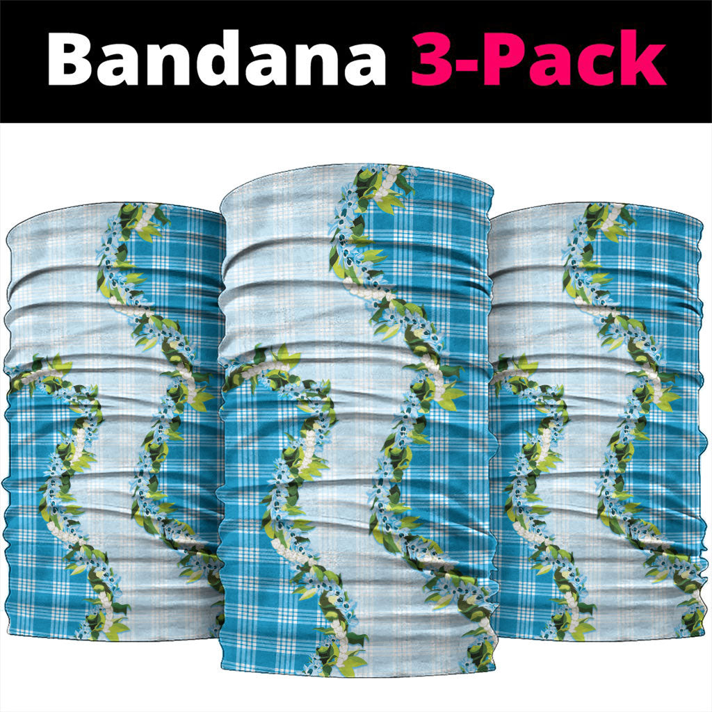 Blue Hawaii Palaka Neck Gaiter Maile Pikake Honohono Orchid Lei LT05 package One Size: 25*50cm Blue - Polynesian Pride