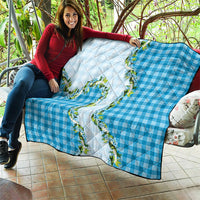 Blue Hawaii Palaka Quilt Maile Pikake Honohono Orchid Lei