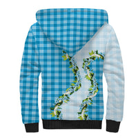 Blue Hawaii Palaka Sherpa Hoodie Maile Pikake Honohono Orchid Lei