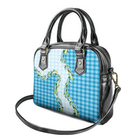 Blue Hawaii Palaka Shoulder Handbag Maile Pikake Honohono Orchid Lei