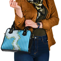 Blue Hawaii Palaka Shoulder Handbag Maile Pikake Honohono Orchid Lei