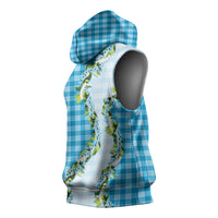Blue Hawaii Palaka Sleeveless Hoodie Maile Pikake Honohono Orchid Lei