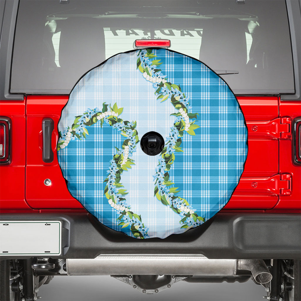 Blue Hawaii Palaka Spare Tire Cover Maile Pikake Honohono Orchid Lei