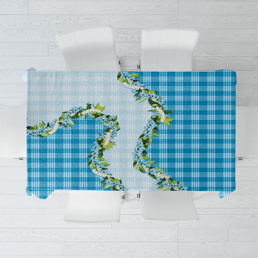 Blue Hawaii Palaka Tablecloth Maile Pikake Honohono Orchid Lei