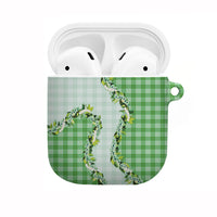 Green Hawaii Palaka AirPods Case Maile Pikake Honohono Orchid Lei