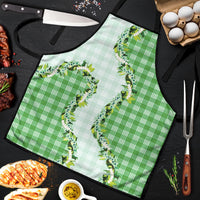 Green Hawaii Palaka Apron Maile Pikake Honohono Orchid Lei