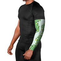 Green Hawaii Palaka Arm Sleeves Maile Pikake Honohono Orchid Lei