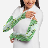 Green Hawaii Palaka Arm Sleeves Maile Pikake Honohono Orchid Lei