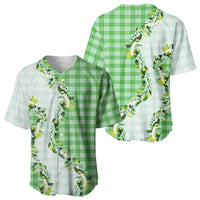 Green Hawaii Palaka Baseball Jersey Maile Pikake Honohono Orchid Lei