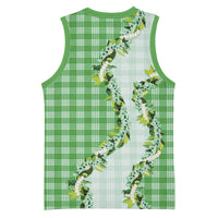 Green Hawaii Palaka Basketball Jersey Maile Pikake Honohono Orchid Lei