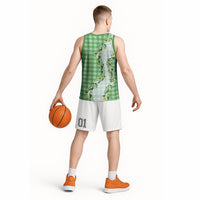 Green Hawaii Palaka Basketball Jersey Maile Pikake Honohono Orchid Lei