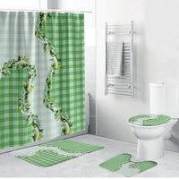 Green Hawaii Palaka Bathroom Set Maile Pikake Honohono Orchid Lei