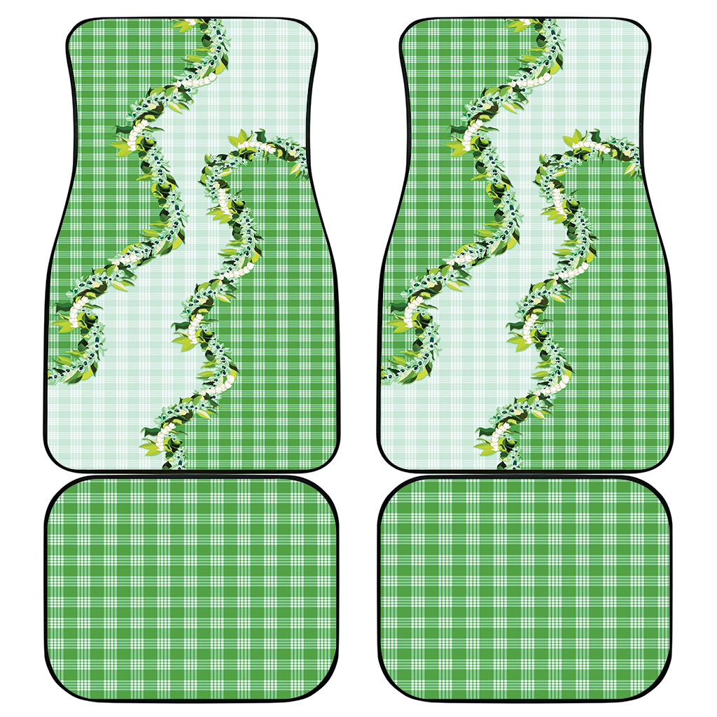 Green Hawaii Palaka Car Mats Maile Pikake Honohono Orchid Lei