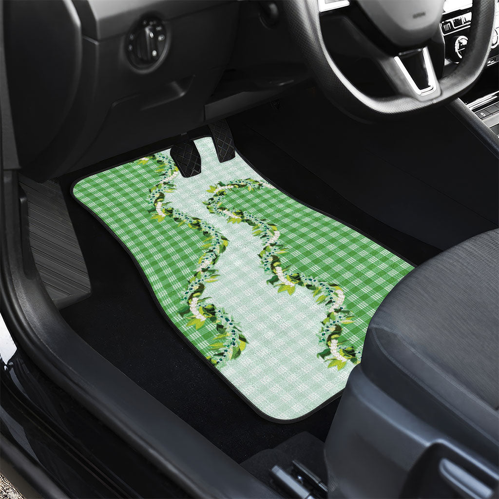 Green Hawaii Palaka Car Mats Maile Pikake Honohono Orchid Lei