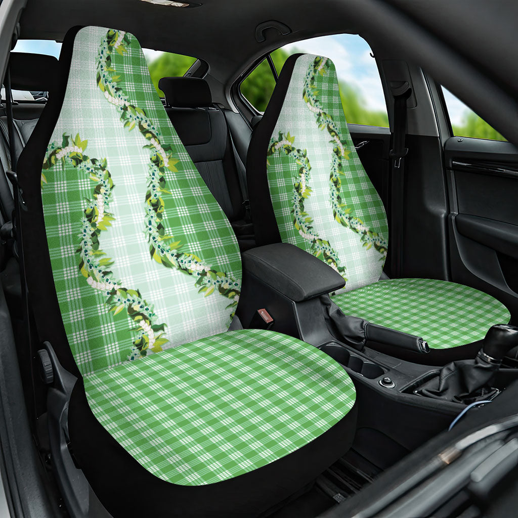 Green Hawaii Palaka Car Seat Cover Maile Pikake Honohono Orchid Lei
