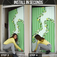 Green Hawaii Palaka Door Cover Maile Pikake Honohono Orchid Lei