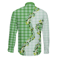 Green Hawaii Palaka Family Matching Puletasi and Hawaiian Shirt Maile Pikake Honohono Orchid Lei