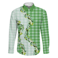 Green Hawaii Palaka Family Matching Tank Maxi Dress and Hawaiian Shirt Maile Pikake Honohono Orchid Lei