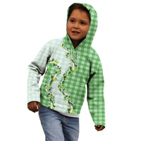 Green Hawaii Palaka Kid Hoodie Maile Pikake Honohono Orchid Lei