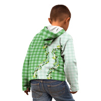 Green Hawaii Palaka Kid Hoodie Maile Pikake Honohono Orchid Lei