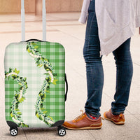 Green Hawaii Palaka Luggage Cover Maile Pikake Honohono Orchid Lei