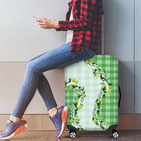 Green Hawaii Palaka Luggage Cover Maile Pikake Honohono Orchid Lei