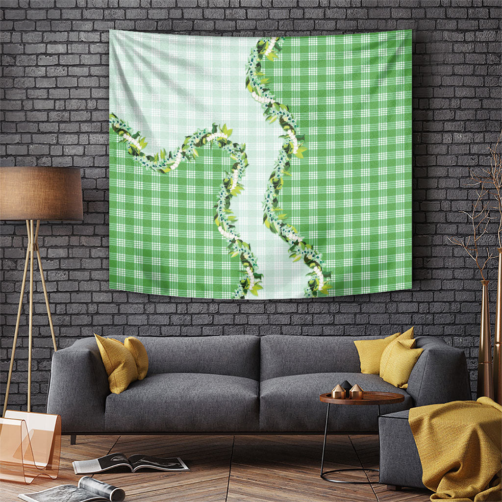 Green Hawaii Palaka Tapestry Maile Pikake Honohono Orchid Lei LT05 Green - Polynesian Pride
