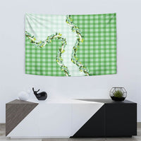 Green Hawaii Palaka Tapestry Maile Pikake Honohono Orchid Lei