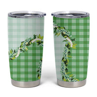 Green Hawaii Palaka Tumbler Cup Maile Pikake Honohono Orchid Lei