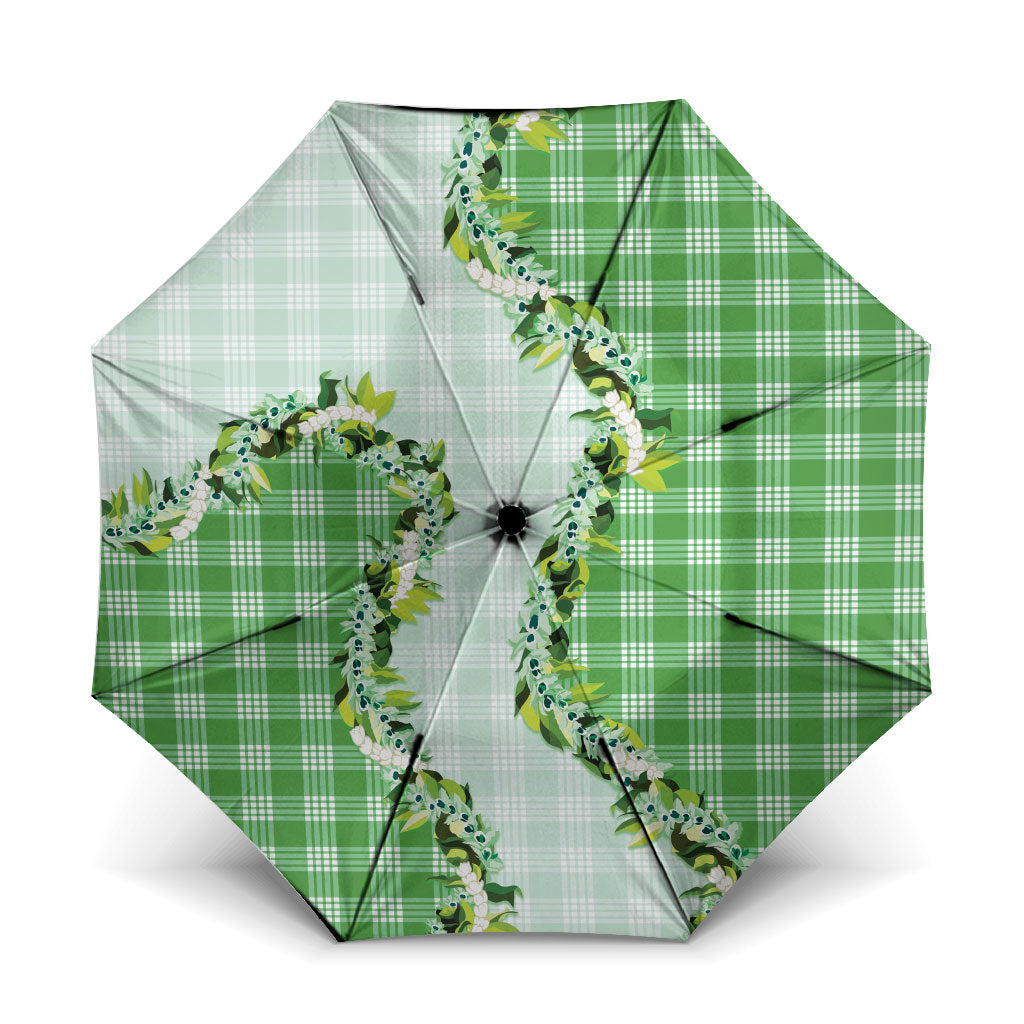 Green Hawaii Palaka Umbrella Maile Pikake Honohono Orchid Lei
