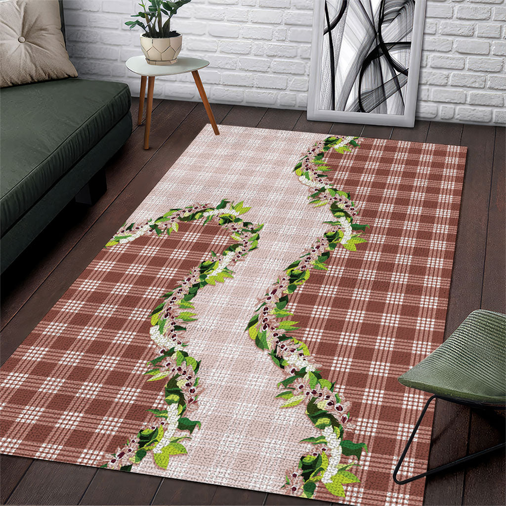 Mocha Hawaii Palaka Area Rug Maile Pikake Honohono Orchid Lei LT05 Mocha - Polynesian Pride