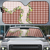 Mocha Hawaii Palaka Auto Sun Shade Maile Pikake Honohono Orchid Lei