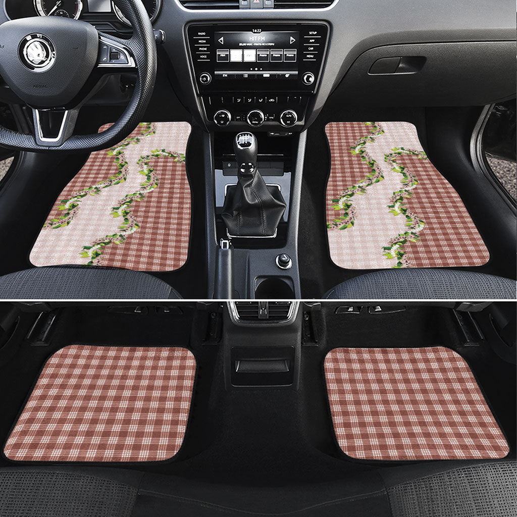 Mocha Hawaii Palaka Car Mats Maile Pikake Honohono Orchid Lei