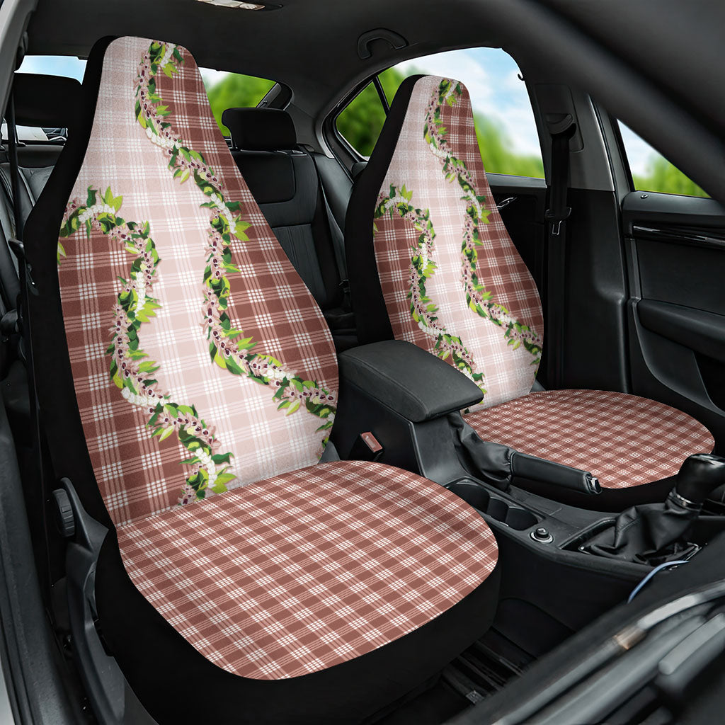 Mocha Hawaii Palaka Car Seat Cover Maile Pikake Honohono Orchid Lei
