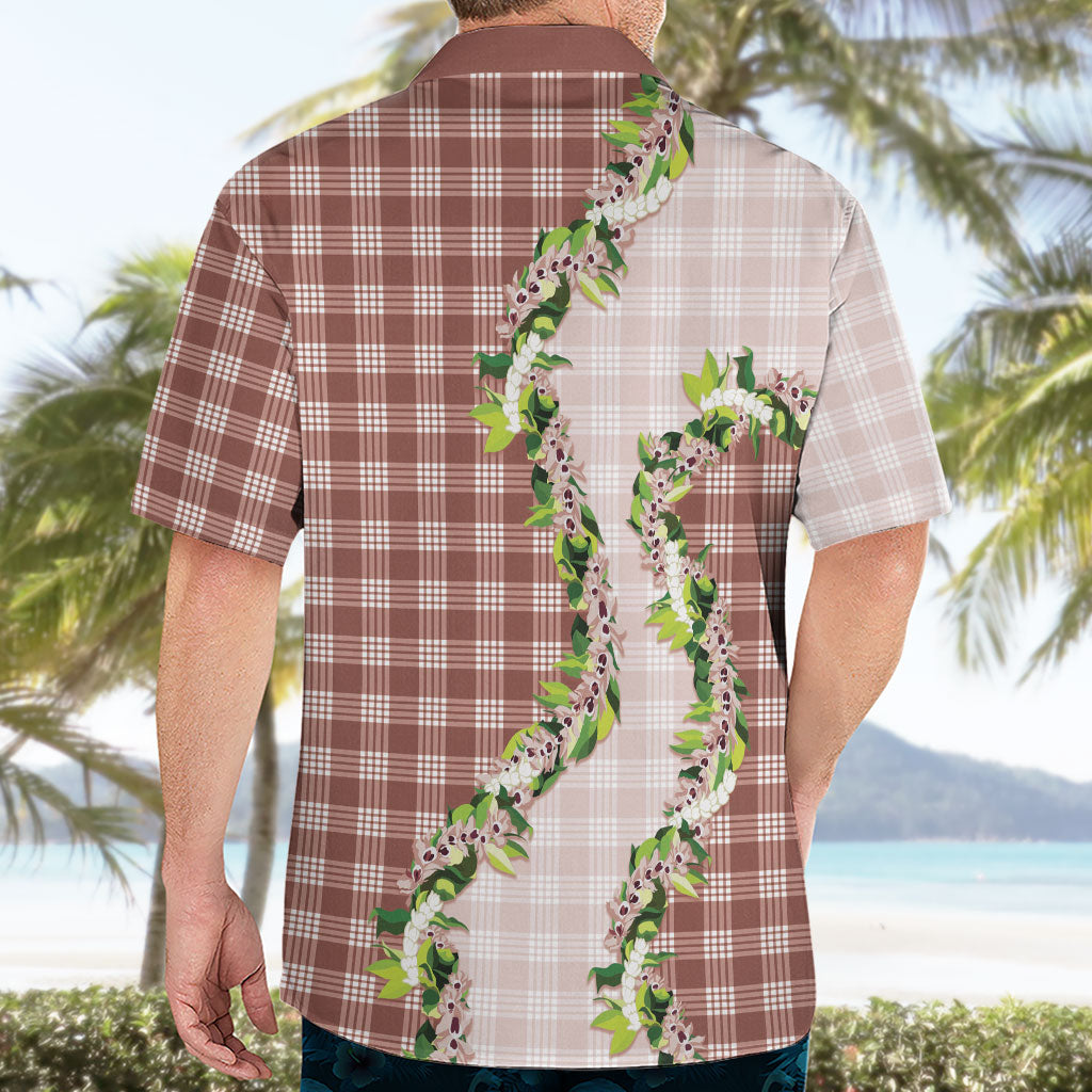 Mocha Hawaii Palaka Hawaiian Shirt Maile Pikake Honohono Orchid Lei