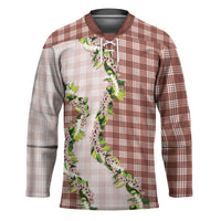 Mocha Hawaii Palaka Hockey Jersey Maile Pikake Honohono Orchid Lei